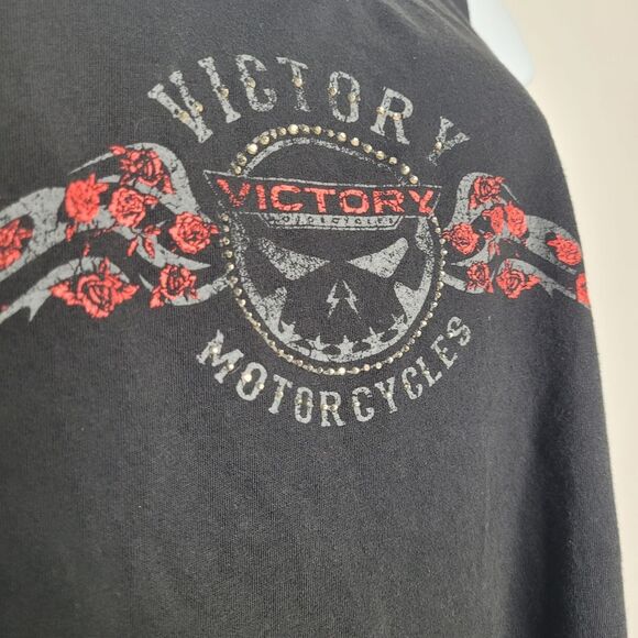 y2k Victory Motorcycle black red mcbling biker punk alt tank top size large - Picture 3 of 8
